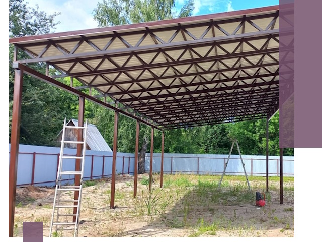 Односкатные навесы под ключ в Бирске — изготовление и монтаж