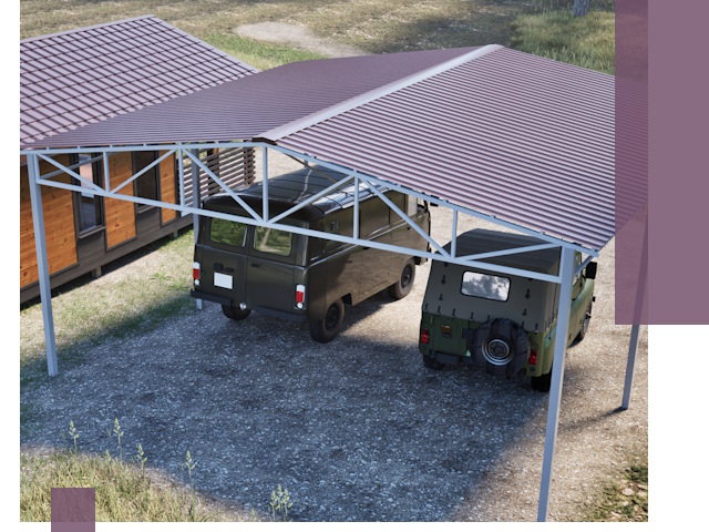 Двускатные навесы под ключ в Бирске — изготовление и монтаж