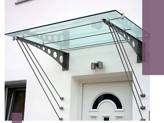 Козырьки над входом под ключ в Бирске — изготовление и монтаж